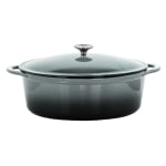 MegaChef 7-Quart Enameled Cast Iron Casserole Dish, Gray