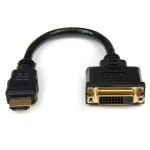 StarTech.com 8in HDMI to DVI-D Video Cable Adapter - HDMI Male to DVI Female - 8in DVI/HDMI Video Cable for Video Device, Monitor, Notebook - First End: 1 x HDMI Male Digital Video - Second End: 1 x DVI-D Female Digital Video - Shielding - Black - 1 Pack