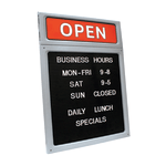 Cosco Upscale "Open/Closed" Letterboard Sign, 20inH x 15inW, Black/Red/White