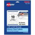 Avery Glossy Permanent Labels With Sure Feed, 94230-CGF50, Rectangle, 1-1/2in x 2-3/4in, Clear, Pack Of 500