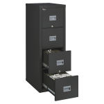 FireKing Patriot 25inD Vertical 4-Drawer Fireproof File Cabinet, Metal, Black, Dock-to-Dock Delivery