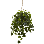 Nearly Natural 3ftH Philodendron With Hanging Basket, Green/Brown