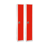 Alpine 1-Tier Steel Lockers, 72inH x 12inW x 12inD, Red, Set Of 2 Lockers