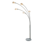 Adesso Luna Arc Floor Lamp, 86inH, White Shade/Brushed Steel