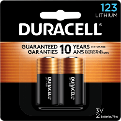 Duracell Photo 3-Volt 123 Lithium Batteries, Pack Of 2