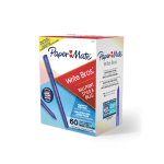 Paper Mate Write Bros. Ballpoint Stick Pens, Medium Point, 1.0 mm, Blue Barrel, Blue Ink, Pack Of 60