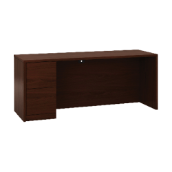 HON 10500 Series Double Pedestal Credenza with Kneespace - 72in x 24in x 29.5in - 4 x File Drawer(s) - Double Pedestal - Square Edge - Material: Wood - Finish: Laminate, Mahogany