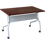 Lorell Flip Top Training Table, 48inW, Mahogany/Silver