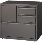 Lorell 30inW Steel Personal Storage Center With Lateral File Cabinet, Brown