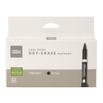 Office Depot Brand Low-Odor Dry-Erase Markers, Fine Point, 100% Recycled Plastic Barrel, Black, Pack Of 12