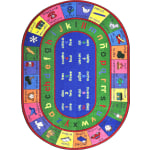 Joy Carpets Kids Essentials Oval Area Rug, LenguaLink Spanish, 7-33/50ft x 10-3/4ft, Multicolor