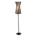 Adesso Stix Floor Lamp, 68in H, Black Base/Natural Beige Shade