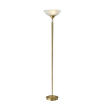 Adesso Metropolis 300W Torchiere Floor Lamp, 71inH, Frosted White Shade/Antique Brass Base