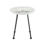 Linon Aurene Outdoor Glass Side Table, 18-1/4inH x 16-3/4inW x 16-3/4inD, White