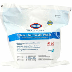 Clorox Healthcare Bleach Germicidal Wipes Refill - Ready-To-Use - 12in Length x 12in Width - 110 / Pack - 200 / Pallet - White