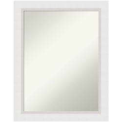 Amanti Art Non-Beveled Rectangle Framed Bathroom Wall Mirror, 28in x 22in, Blanco White