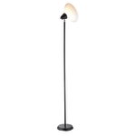 Adesso Swivel Torchiere Floor Lamp, 71-1/2inH, White Shade/Black Base