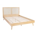 Powell Carling Cane Queen Bed, 44inH x 62-4/5inW x 84-1/2inD, Natural