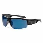 Ergodyne Skullerz Safety Glasses, Dagr, Black Frame, Blue Mirror Lens