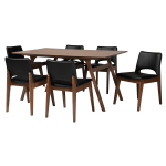 Baxton Studio Afton 7-Piece Dining Set, Black/Walnut