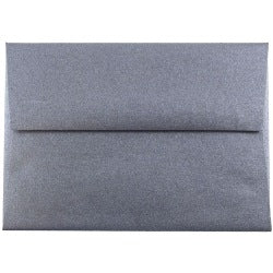 JAM Paper Envelopes, #4 Bar (A1), Gummed Seal, Anthracite, Pack Of 25