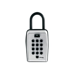 Master Lock Portable Key Safe - Push Button Lock - Weather Resistant, Scratch Resistant - for Door - Overall Size 7.2in x 5.3in x 2.2in - Black, Silver - Metal, Vinyl