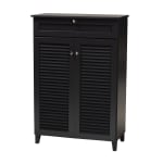 Baxton Studio Coolidge Finished 5-Shelf Wood Shoe Storage Cabinet With Drawer, Dark Gray