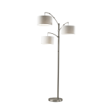 Adesso Cabo 3-Arm Arc Lamp, 82inH, Brushed Steel/White