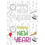 Amscan New Years Coloring Placemats, 11in x 16in, White, 24 Placemats Per Pack, Set Of 3 Packs