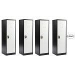 Alpine AdirOffice Kids' 1-Tier Steel Lockers, 48inH x 15inW x 15inD, Black/White, Pack Of 4 Lockers