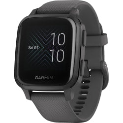 Garmin Venu Sq Smart Watch - Slate - Shadow Gray Case - Anodized Aluminum, Glass Bezel, Lens - Fiber Reinforced Polymer Case - Silicone Band - Water Resistant Water Resistant