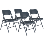 National Public Seating 300 Series Steel Folding Chairs, Blue, Set Of 4 Chairs