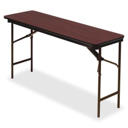 Iceberg Premium Wood Laminate Folding Table, Rectangular, 72inW x 18inD, Mahogany/Brown