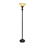 Lalia Home Classic 1-Light Torchiere Floor Lamp, 71inH, Matte Restoration Bronze/Amber