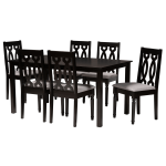 Baxton Studio Cherese 7-Piece Dining Set, Gray/Dark Brown