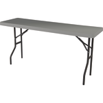 AbilityOne Blow-Molded Folding Table, 29inH x 18inW x 72inD, Charcoal Gray/Gray