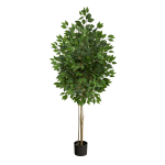 Nearly Natural Ficus 64inH Artificial Plant With Planter, 64inH x 20inW x 20inD, Green/Black