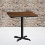 Flash Furniture Square Hospitality Table With X-Style Base, 31-1/8inH x 30inW x 30inD, Walnut/Black