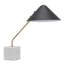 Zuo Modern Pike Table Lamp, 20 1/2inH, Black Shade/White Base