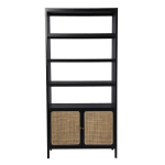 SEI Furniture Carondale 74inH 5-Shelf Bookcase/Storage-Shelf, Black/Gold/Natural