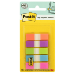 Post-it Notes Flags, 1/2in x 1-7/10in, Assorted Bright Colors, 20 Flags Per Pad, Pack Of 5 Pads