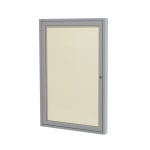 Ghent 1 Door Enclosed Vinyl Bulletin Board, Satin Aluminum Frame, 36inH x 24inW, Ivory