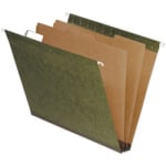 Pendaflex Hanging File Folders With Dividers, 2 Dividers, Letter Size, Standard Green, Pack Of 10