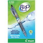 Pilot "Bottle to Pen" B2P Retractable Gel Pens, Fine Point, 0.7 mm, 89% Recycled, Translucent Barrel, Black Ink, Pack Of 12