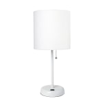 LimeLights Stick Lamp With USB Port, 19-1/2inH, White Shade/White Base