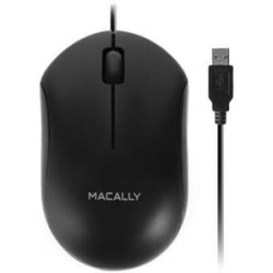 Macally Black 3 Button Optical USB Wired Mouse for Mac and PC (QMOUSEB) - Optical - Cable - Black - USB - 1200 dpi - Scroll Wheel - 3 Button(s) - Symmetrical