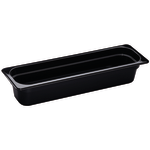 Cambro H-Pan High-Heat GN 1/2 Long Food Pans, 4inH x 6-3/8inW x 20-7/8inD, Black, Pack Of 6 Pans