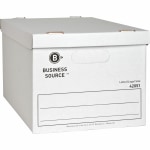 Business Source Economy Storage Box with Lid - External Dimensions: 12in Width x 15in Depth x 10inHeight - 350 lb - Media Size Supported: Legal, Letter - Light Duty - Stackable - White - For File - Recycled - 12 / Carton