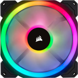 Corsair LL140 RGB 140mm Dual Light Loop RGB LED PWM Fan Single Pack - 1 Pack - 5.51in Maximum Fan Diameter - 1 x Fan(s) - 1300 rpm - 4-pin PWM - RGB LED - 1 pc(s) - Motherboard