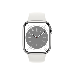 Apple Series 8 Smart Watch, 32 GB, 1.77in x 1.50in, Silver/White